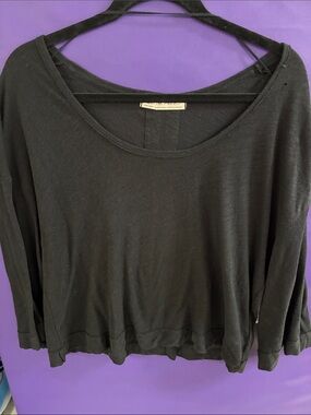 We The Free Black Scoop Neck Long Sleeve Tee